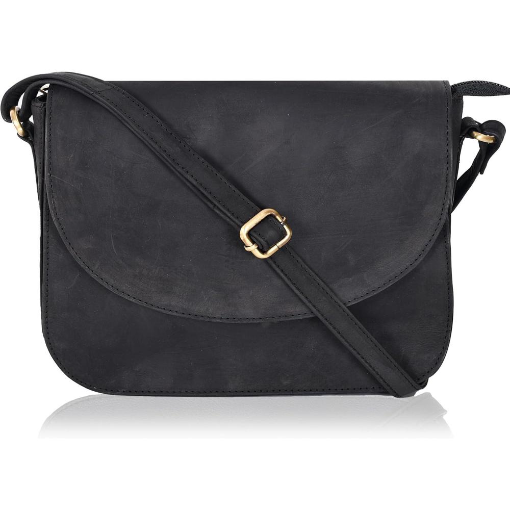 imageGenuine Leather Shoulder Crossbody Purse For Women with Adjustable Strap Mobile Pocket ampamp Outside ampamp Inside ZipperBlack Hunter