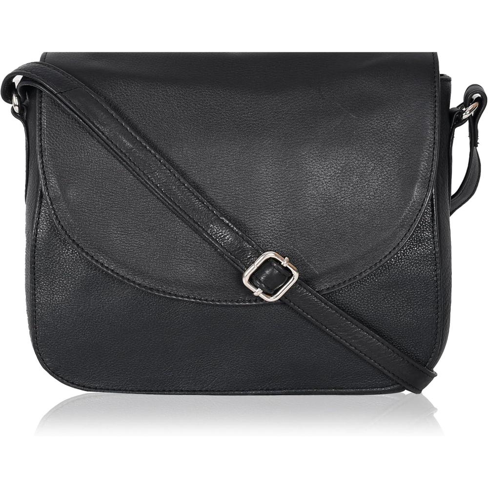 imageGenuine Leather Shoulder Crossbody Purse For Women with Adjustable Strap Mobile Pocket ampamp Outside ampamp Inside ZipperBlack Ndm