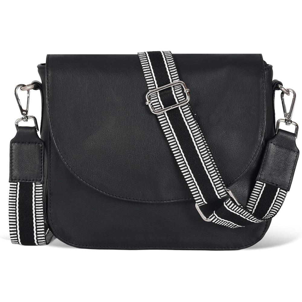imageGenuine Leather Shoulder Crossbody Purse For Women with Adjustable Strap Mobile Pocket ampamp Outside ampamp Inside ZipperBlack Ndm W2