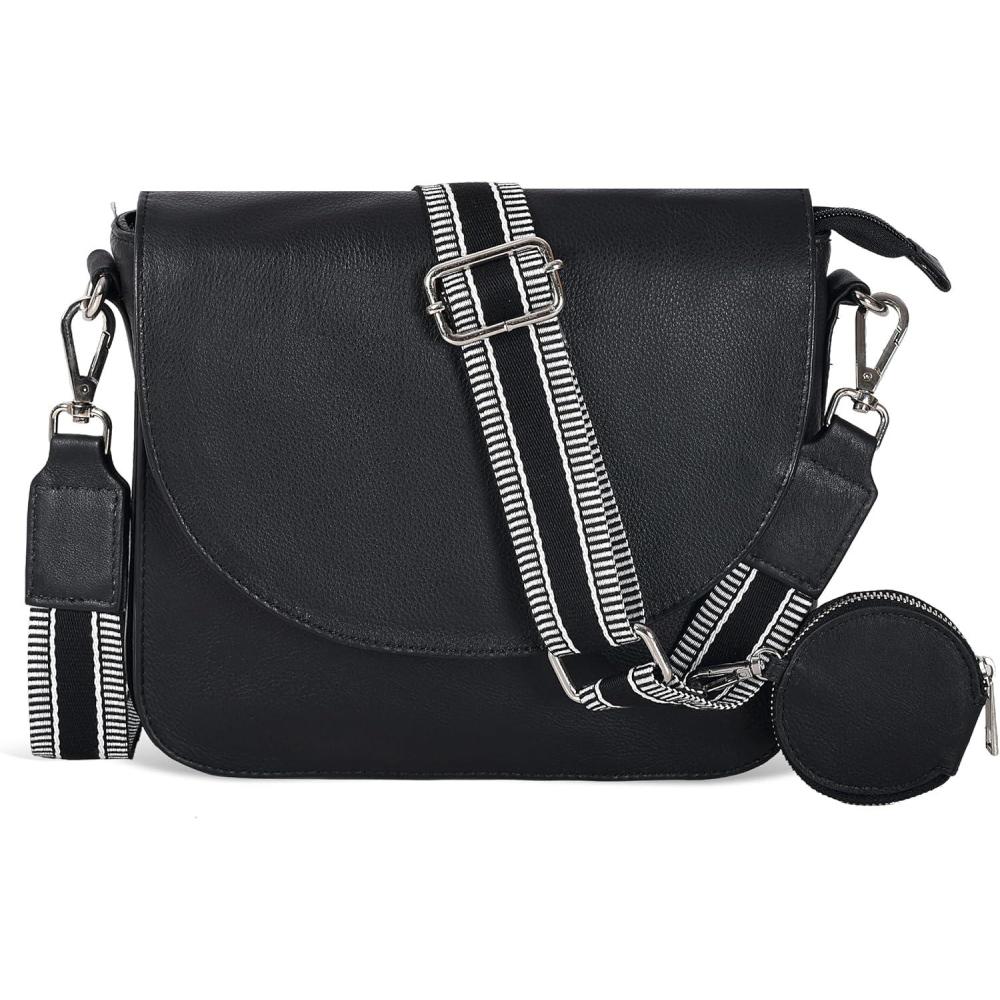 imageGenuine Leather Shoulder Crossbody Purse For Women with Adjustable Strap Mobile Pocket ampamp Outside ampamp Inside ZipperBlack Ndm W2 Coin