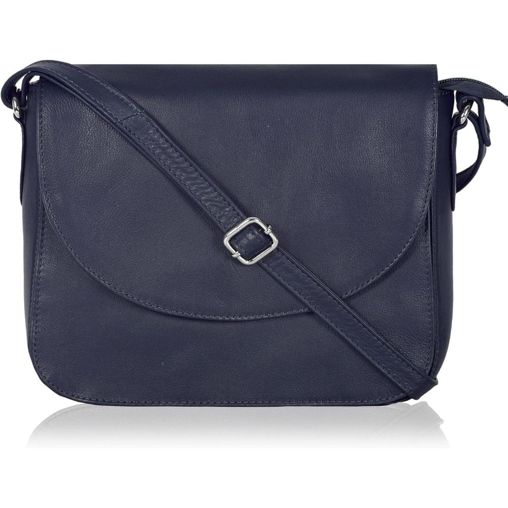 imageGenuine Leather Shoulder Crossbody Purse For Women with Adjustable Strap Mobile Pocket ampamp Outside ampamp Inside ZipperBlue Ndm