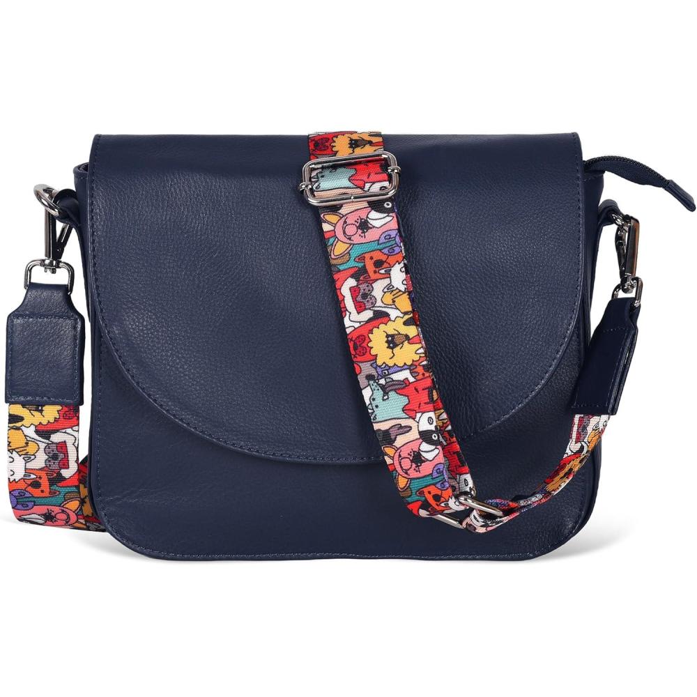 imageGenuine Leather Shoulder Crossbody Purse For Women with Adjustable Strap Mobile Pocket ampamp Outside ampamp Inside ZipperBlue Ndm W3