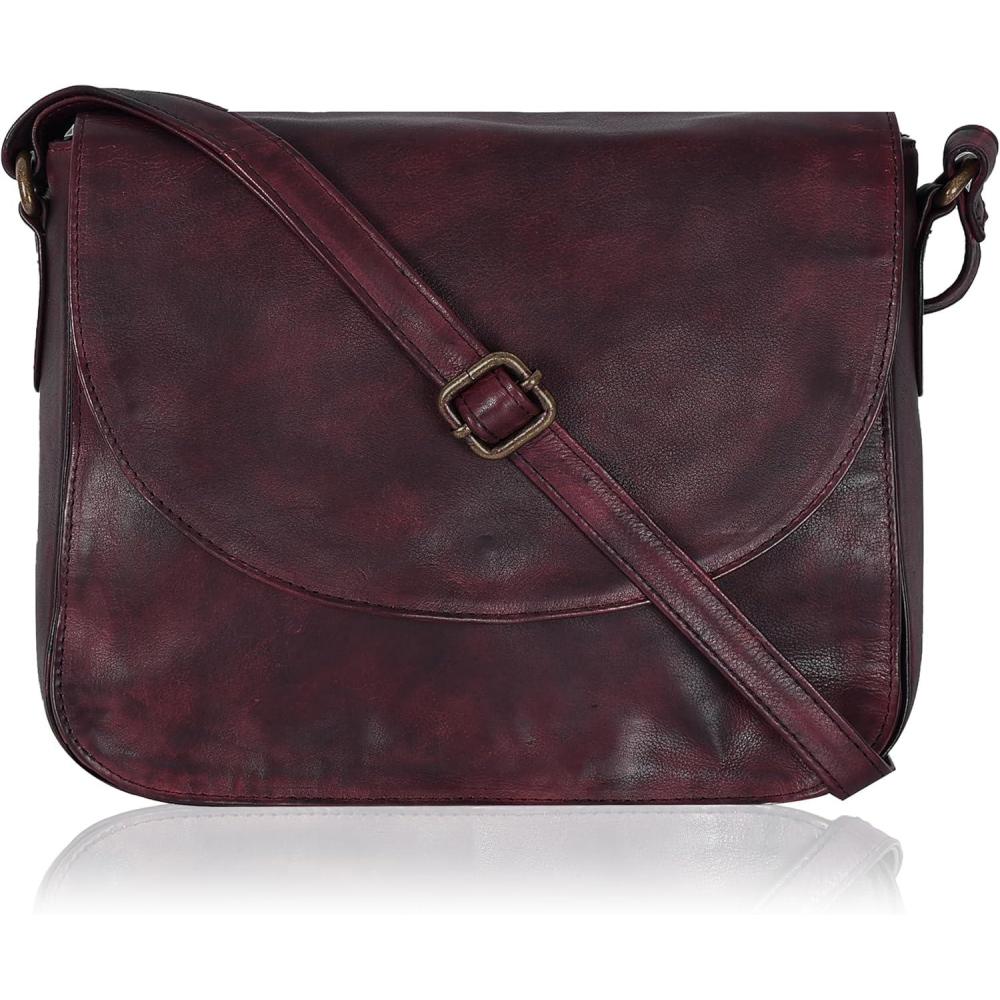 imageGenuine Leather Shoulder Crossbody Purse For Women with Adjustable Strap Mobile Pocket ampamp Outside ampamp Inside ZipperBordeaux Wash