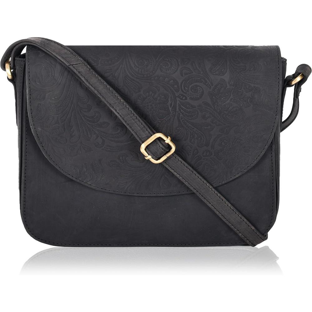 imageGenuine Leather Shoulder Crossbody Purse For Women with Adjustable Strap Mobile Pocket ampamp Outside ampamp Inside ZipperEblack Hunter