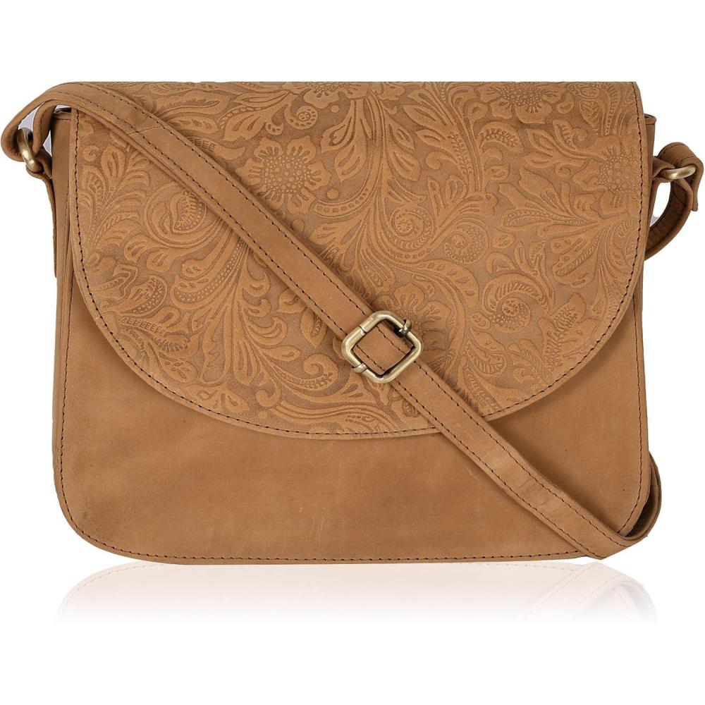 imageGenuine Leather Shoulder Crossbody Purse For Women with Adjustable Strap Mobile Pocket ampamp Outside ampamp Inside ZipperEcognac Hunter