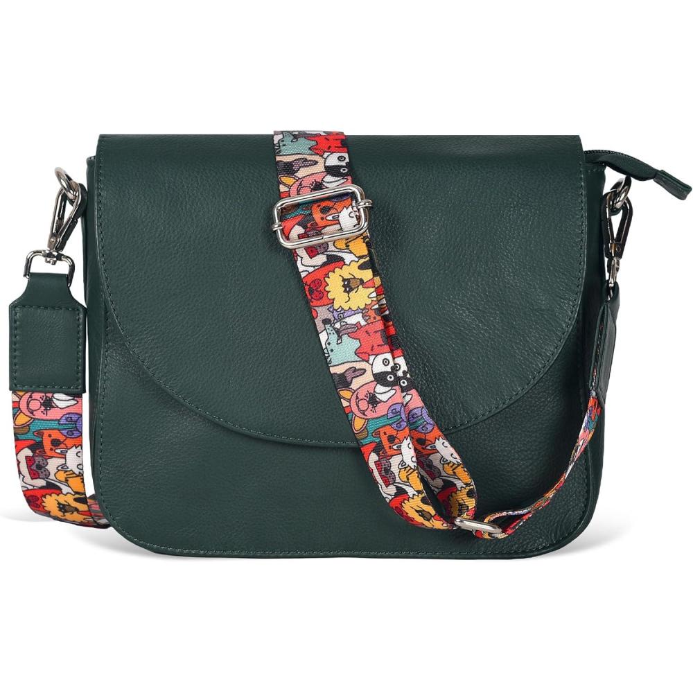 imageGenuine Leather Shoulder Crossbody Purse For Women with Adjustable Strap Mobile Pocket ampamp Outside ampamp Inside ZipperGreen Ndm W3