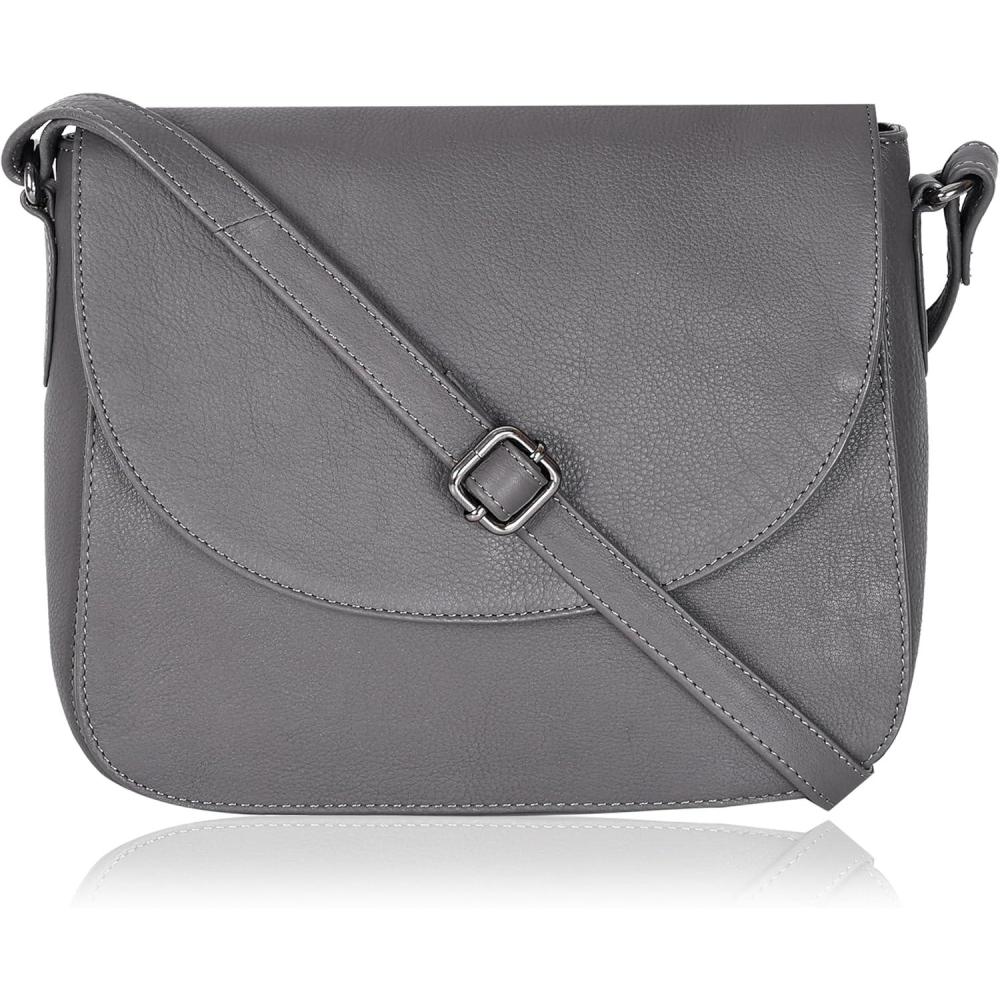 imageGenuine Leather Shoulder Crossbody Purse For Women with Adjustable Strap Mobile Pocket ampamp Outside ampamp Inside ZipperGrey