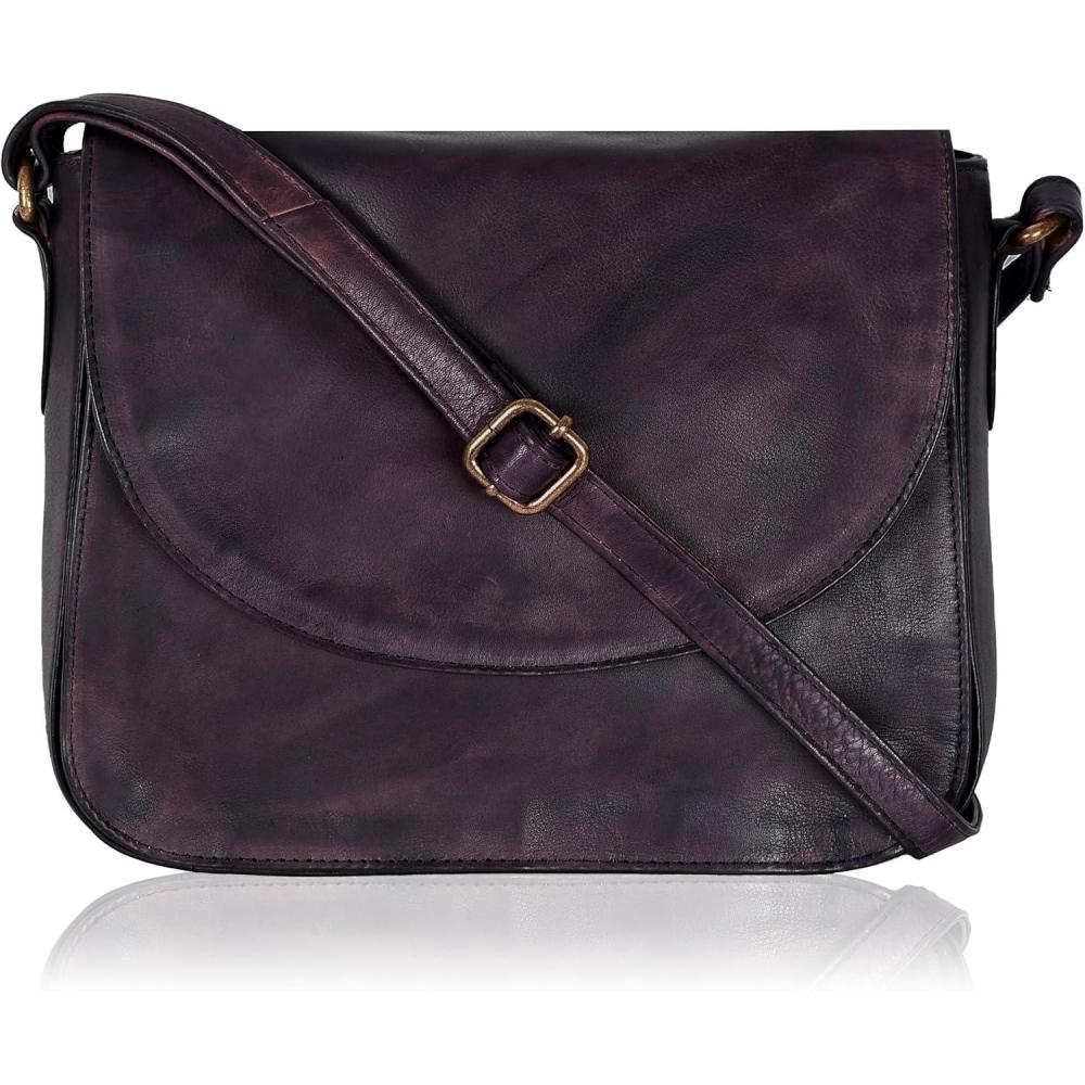 imageGenuine Leather Shoulder Crossbody Purse For Women with Adjustable Strap Mobile Pocket ampamp Outside ampamp Inside ZipperPurple Wash
