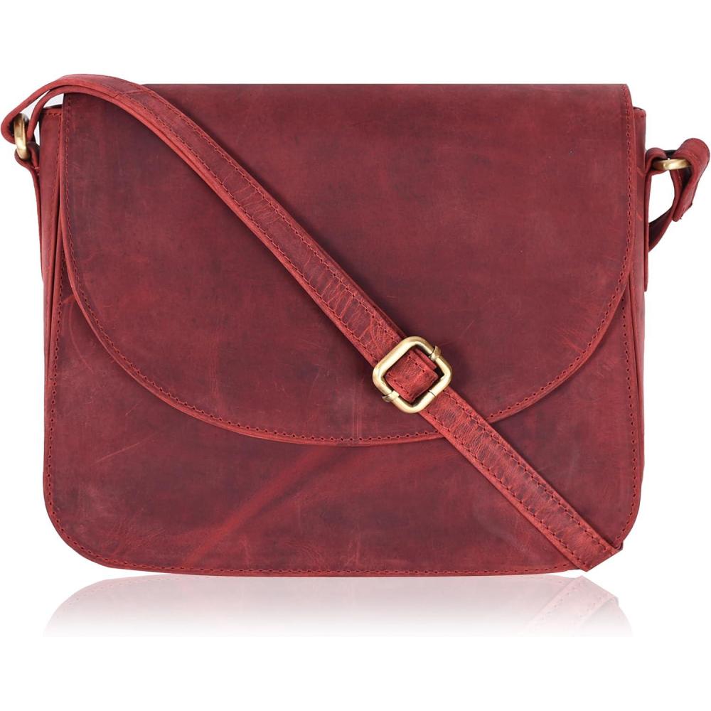 imageGenuine Leather Shoulder Crossbody Purse For Women with Adjustable Strap Mobile Pocket ampamp Outside ampamp Inside ZipperRed Hunter