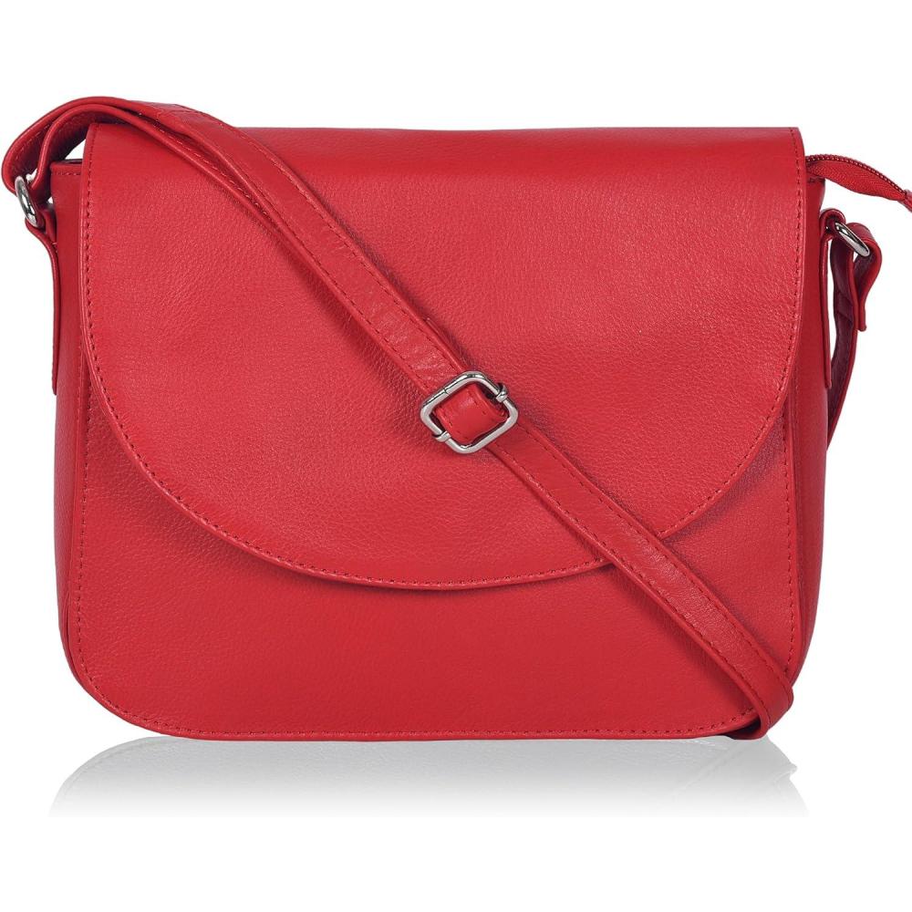 imageGenuine Leather Shoulder Crossbody Purse For Women with Adjustable Strap Mobile Pocket ampamp Outside ampamp Inside ZipperRed Ndm
