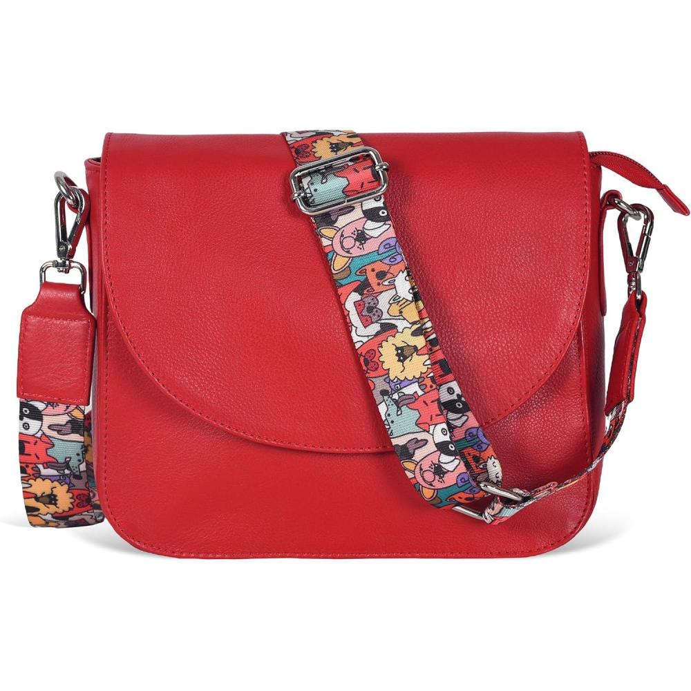 imageGenuine Leather Shoulder Crossbody Purse For Women with Adjustable Strap Mobile Pocket ampamp Outside ampamp Inside ZipperRed Ndm W3