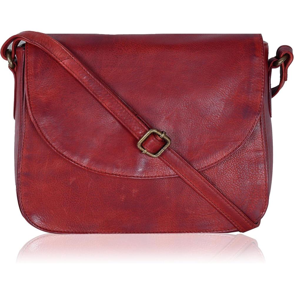imageGenuine Leather Shoulder Crossbody Purse For Women with Adjustable Strap Mobile Pocket ampamp Outside ampamp Inside ZipperRed Wash