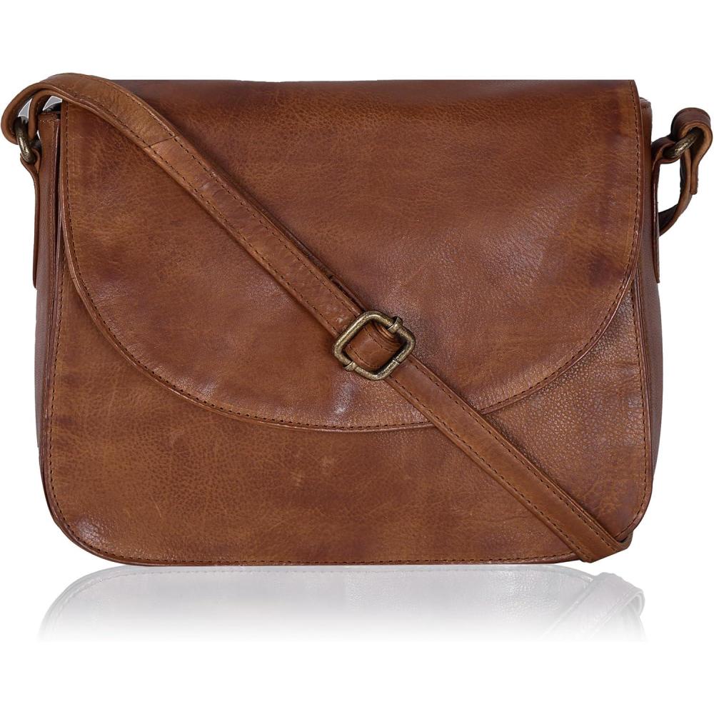imageGenuine Leather Shoulder Crossbody Purse For Women with Adjustable Strap Mobile Pocket ampamp Outside ampamp Inside ZipperTan Wash