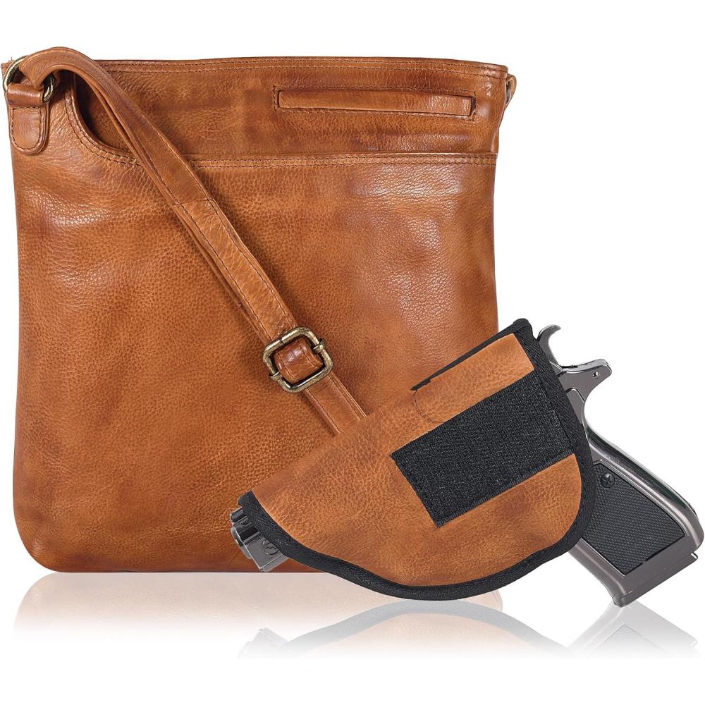 imageOzora Multi Pockets Handmade Leather Crossbody Handbags ampamp Sling Bag for Men ampamp Women with Detachable Holster01 Tan Wash