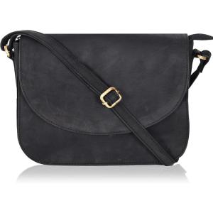 Genuine Leather Shoulder Crossbody Purse For Women with Adjustable Strap, Mobile Pocket & Outside & Inside Zipper(Black Hunter)