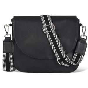 Genuine Leather Shoulder Crossbody Purse For Women with Adjustable Strap, Mobile Pocket & Outside & Inside Zipper(Black Ndm W2)