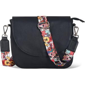 Genuine Leather Shoulder Crossbody Purse For Women with Adjustable Strap, Mobile Pocket & Outside & Inside Zipper(Black Ndm W3)
