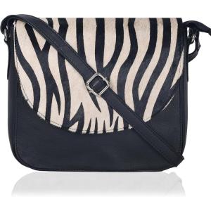 Genuine Leather Shoulder Crossbody Purse For Women with Adjustable Strap, Mobile Pocket & Outside & Inside Zipper(Black Ndm Zebra)