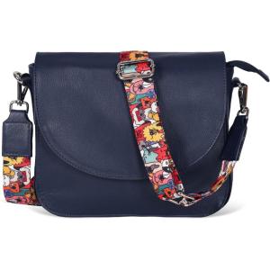 Genuine Leather Shoulder Crossbody Purse For Women with Adjustable Strap, Mobile Pocket & Outside & Inside Zipper(Blue Ndm W3)