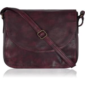 Genuine Leather Shoulder Crossbody Purse For Women with Adjustable Strap, Mobile Pocket & Outside & Inside Zipper(Bordeaux Wash)