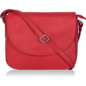 Genuine Leather Shoulder Crossbody Purse For Women with Adjustable Strap, Mobile Pocket & Outside & Inside Zipper(Red Ndm)
