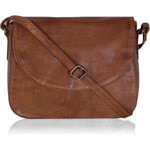 Genuine Leather Shoulder Crossbody Purse For Women with Adjustable Strap, Mobile Pocket & Outside & Inside Zipper(Tan Wash)