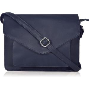 Leather Flapover Crossbody Handbag Purse for Women with Adjustable Strap & Overflap Snap Closure Tote/Bag(Blue Ndm)
