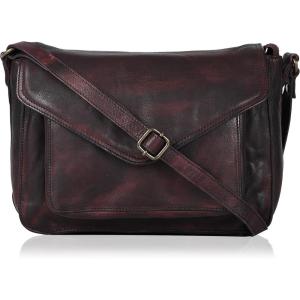 Leather Flapover Crossbody Handbag Purse for Women with Adjustable Strap & Overflap Snap Closure Tote/Bag(Bordeaux Wash)