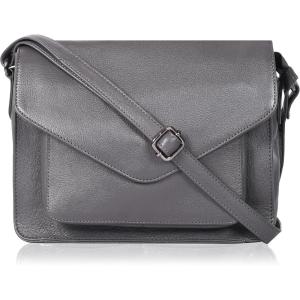 Leather Flapover Crossbody Handbag Purse for Women with Adjustable Strap & Overflap Snap Closure Tote/Bag(Grey Ndm)