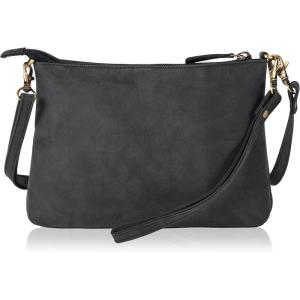 Ozora Leather Small Crossbody Purses for Women Mini Travel Purse with Adjustable Strap Leather Wristlet Purses(Black Hunter)