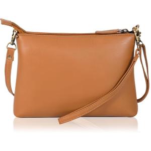 Ozora Leather Small Crossbody Purses for Women Mini Travel Purse with Adjustable Strap Leather Wristlet Purses(Tan Soft)