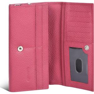 Ozora Multi Card Holder Handmade Leather Wallet with RFID Protection & Zipper Pockets with ID Window for Women(Dark Pink)