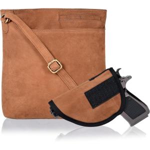 Ozora Multi Pockets Handmade Leather Crossbody Handbags & Sling Bag for Men & Women with Detachable Holster (Cognac Hunter)