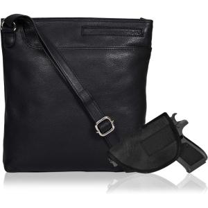 Ozora Multi Pockets Handmade Leather Crossbody Handbags & Sling Bag for Men & Women with Detachable Holster(Black Nappa)