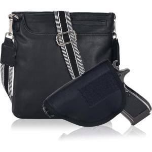 Ozora Multi Pockets Handmade Leather Crossbody Handbags & Sling Bag for Men & Women with Detachable Holster(Black Ndm W2)