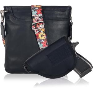 Ozora Multi Pockets Handmade Leather Crossbody Handbags & Sling Bag for Men & Women with Detachable Holster(Black Ndm W3)