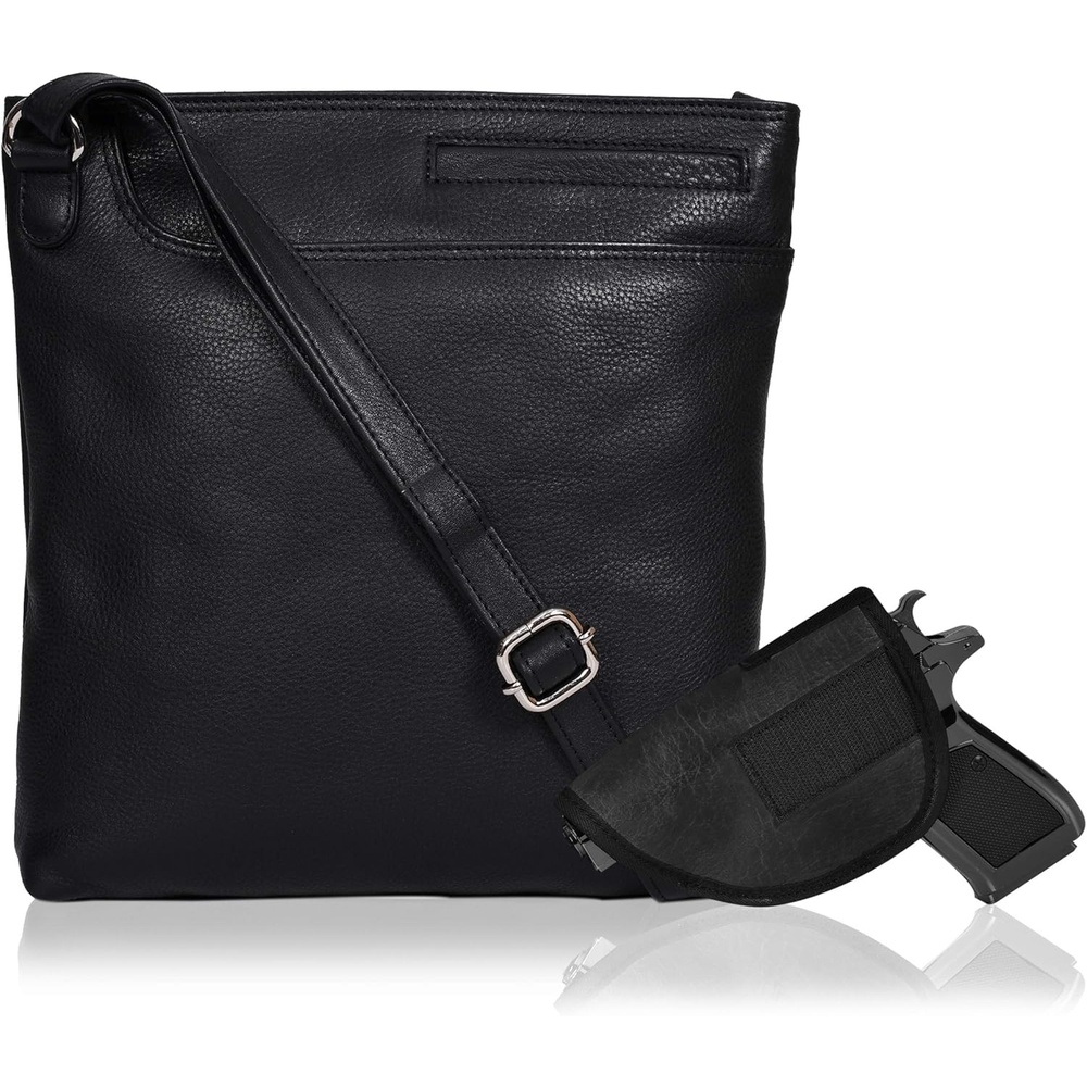 image:imageOzora Multi Pockets Handmade Leather Crossbody Handbags amp Sling Bag for Men amp Women with Detachable HolsterBlack Nappa