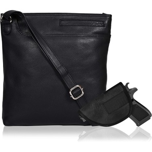 Ozora Multi Pockets Handmade Leather Crossbody Handbags & Sling Bag for Men & Women with Detachable Holster(Black Nappa)