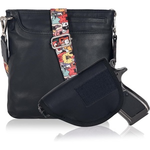 Ozora Multi Pockets Handmade Leather Crossbody Handbags & Sling Bag for Men & Women with Detachable Holster(Black Ndm W3)