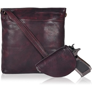 Ozora Multi Pockets Handmade Leather Crossbody Handbags & Sling Bag for Men & Women with Detachable Holster(Bordeaux Wash)