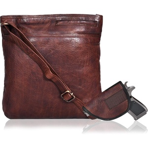 Ozora Multi Pockets Handmade Leather Crossbody Handbags & Sling Bag for Men & Women with Detachable Holster(Brown Wash)