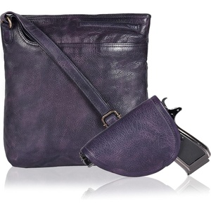 Ozora Multi Pockets Handmade Leather Crossbody Handbags & Sling Bag for Men & Women with Detachable Holster(Purple Wash)