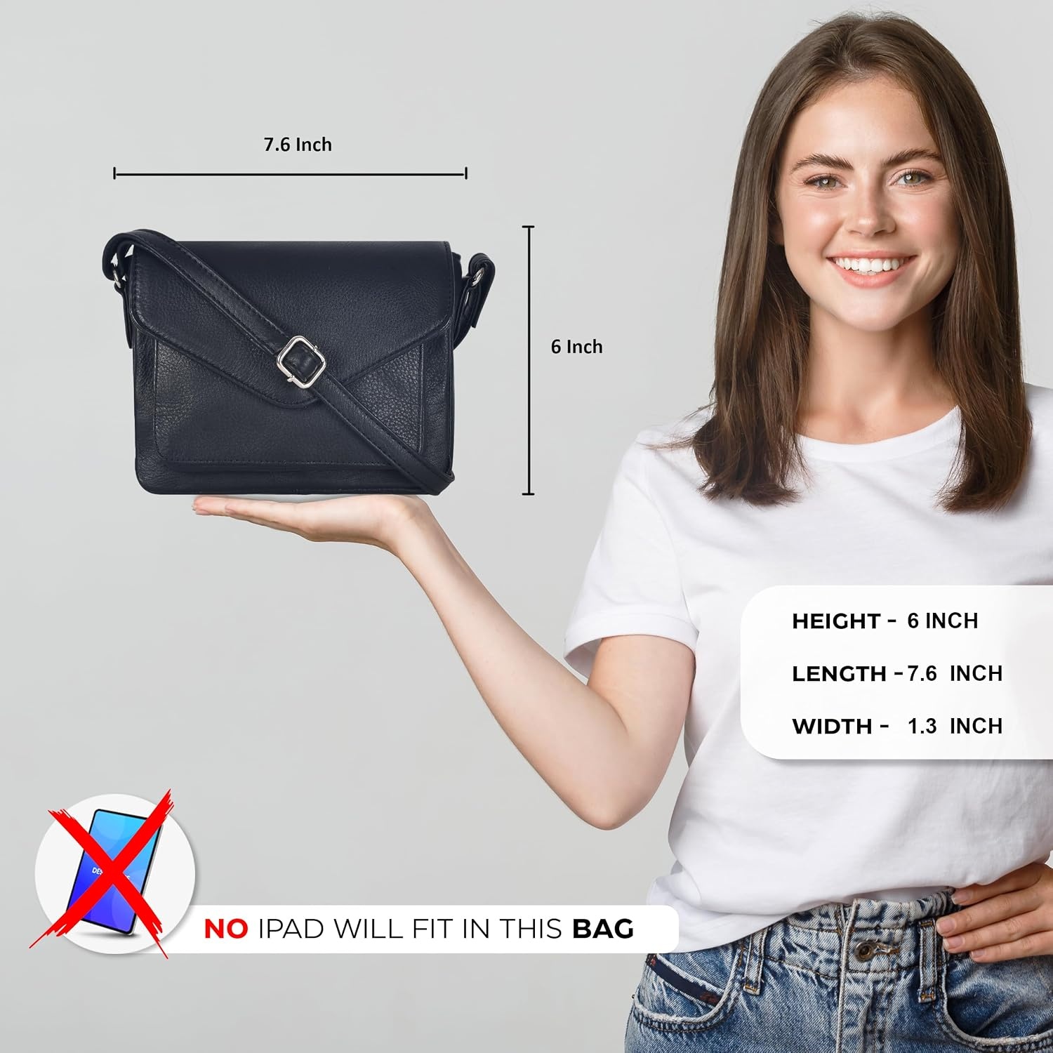 image:imageLeather Flapover Small Crossbody Handbag Purse for Women with Adjustable Strap amp Overflap Snap Closure ToteBagBlack Ndm