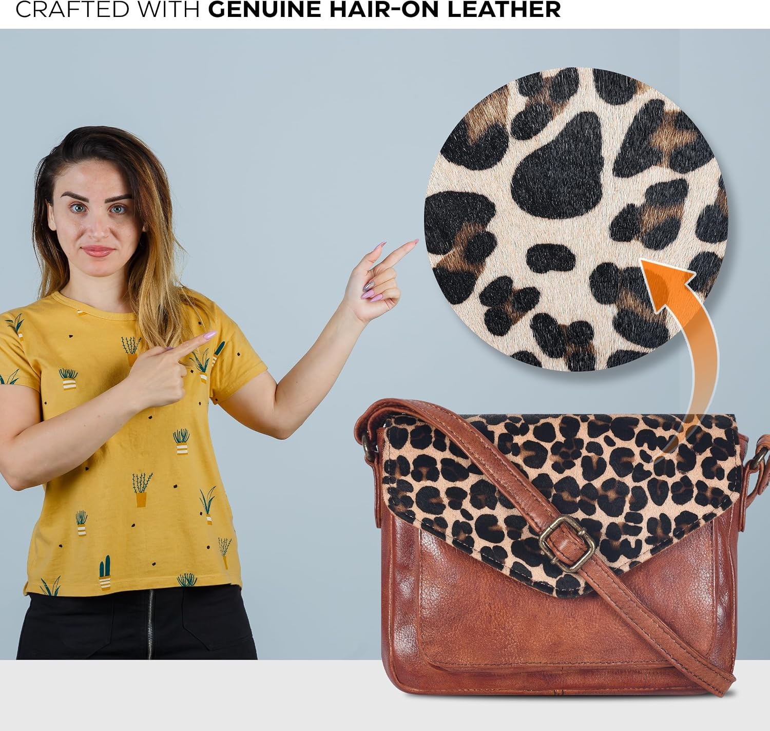 image:imageLeather Flapover Small Crossbody Handbag Purse for Women with Adjustable Strap amp Overflap Snap Closure ToteBagTan Cheetah