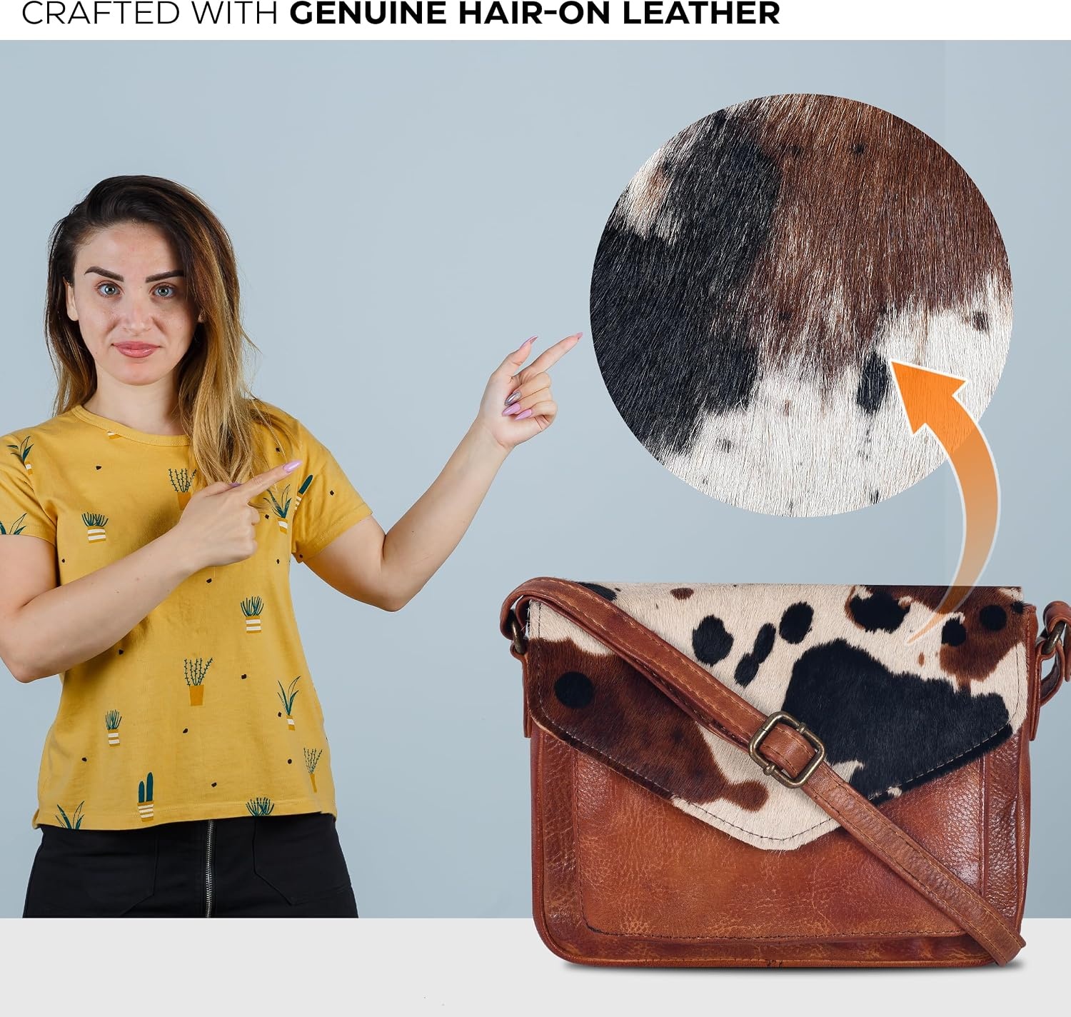 image:imageLeather Flapover Small Crossbody Handbag Purse for Women with Adjustable Strap amp Overflap Snap Closure ToteBagTan Spotted