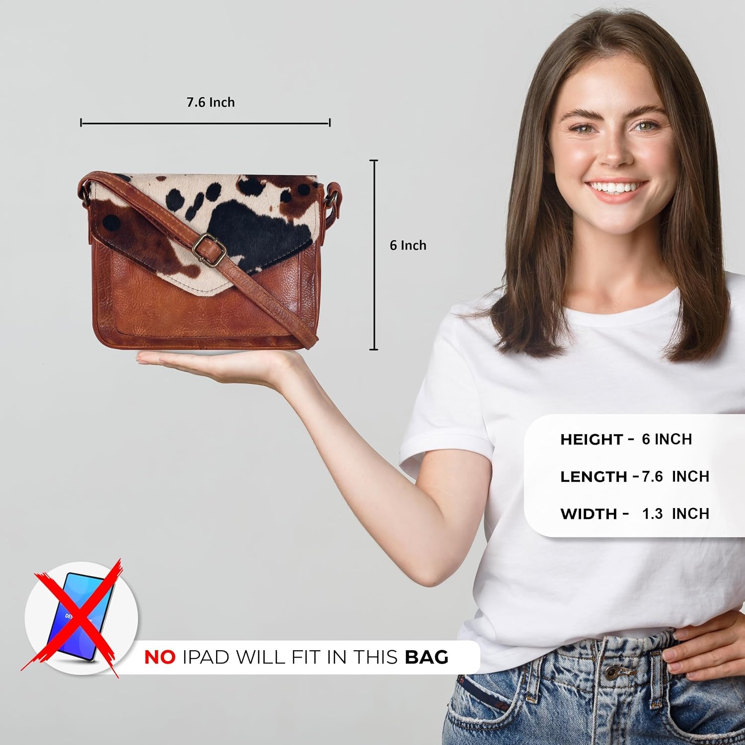 image:imageLeather Flapover Small Crossbody Handbag Purse for Women with Adjustable Strap amp Overflap Snap Closure ToteBagTan Spotted