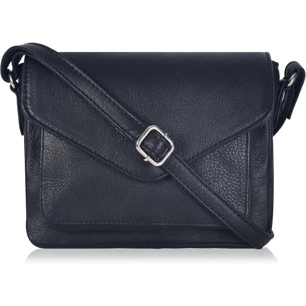 image:imageLeather Flapover Small Crossbody Handbag Purse for Women with Adjustable Strap amp Overflap Snap Closure ToteBagBlack Ndm