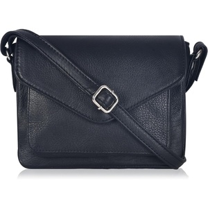 Leather Flapover Small Crossbody Handbag Purse for Women with Adjustable Strap & Overflap Snap Closure Tote/Bag(Black Ndm)