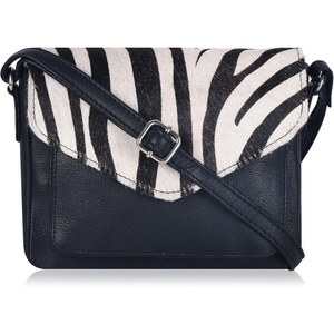 Leather Flapover Small Crossbody Handbag Purse for Women with Adjustable Strap & Overflap Snap Closure Tote/Bag(Black Zebra)